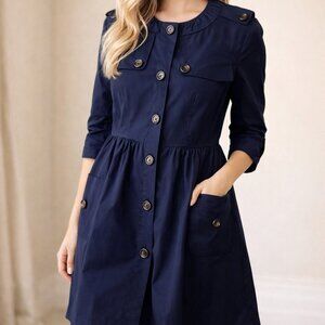 EEUC Women's Burberry London Jacket Coat Style Dress Navy Blue US Size 8